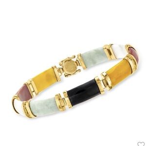Ross-Simons “Good fortune” Gold and Multicolor Jade Bracelet